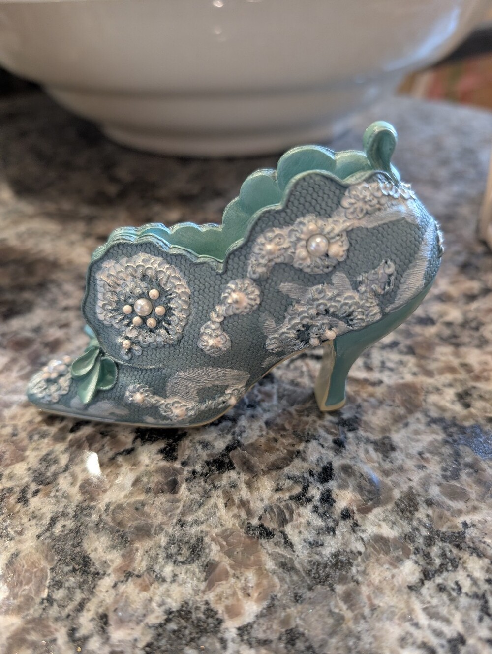 Vintage 1999 Classic Couture "The Chantilly" Blue Lace High Heel Shoe Figurine